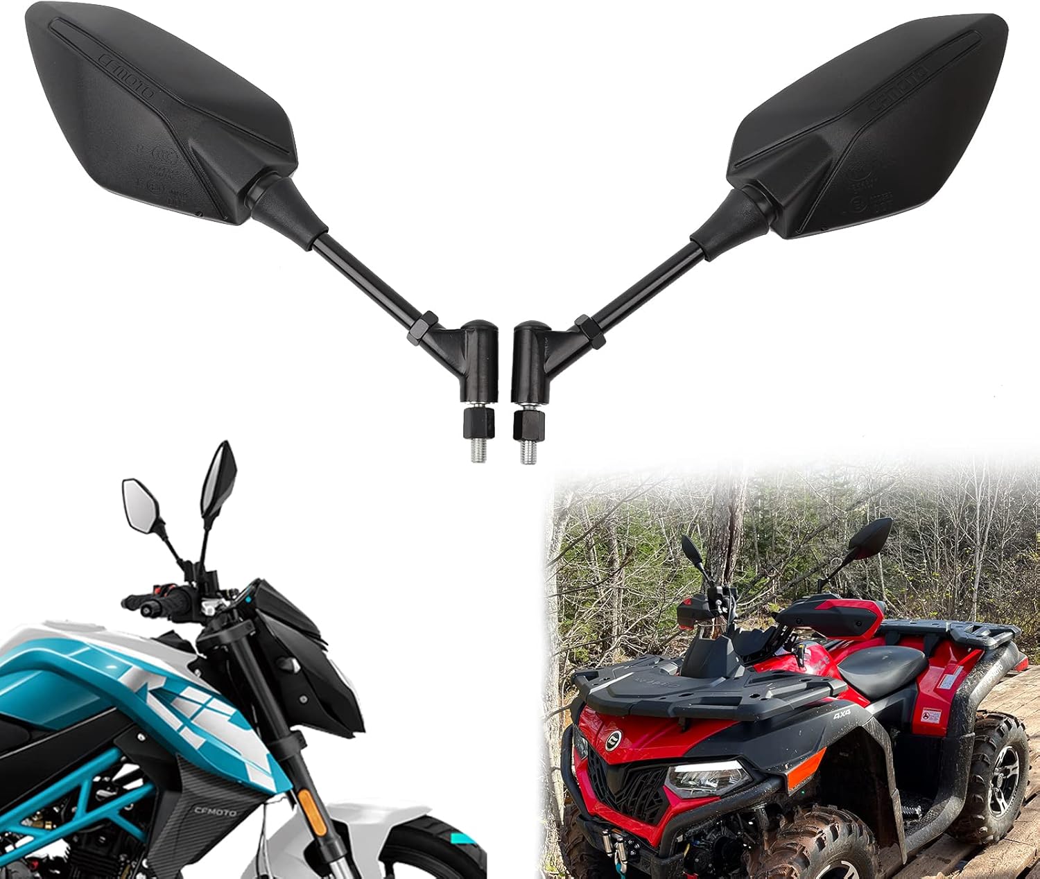 Minho CFMOTO Cforce 600 800 1000 ATV View Mirrors Left&Right Fit for All 8MM Mounting Mracket.CF150 250NK. Cfmoto OEM 9AY0-200200/9AY0-200300
