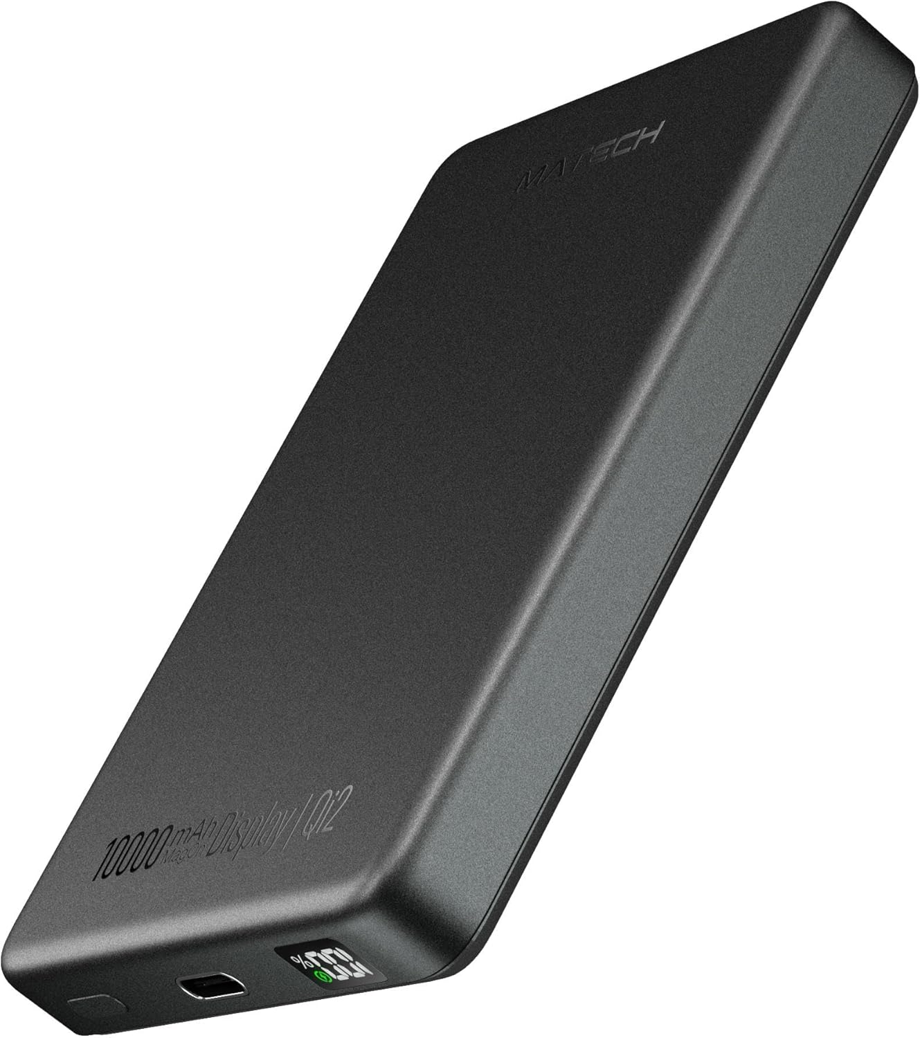 MATECH(マテック)® Qi2 モバイルバッテリー マグセーフ 10000mAh 薄型 小型 軽量【史上最薄12.76mm/アップグレード版 ディスプレイ付/MagSafe対応マグネット式/最大出力15W ワイヤレス/タイプC PD22W/iPhone12~16対応】 (MagOn Display 10000 Qi2 ブラック)