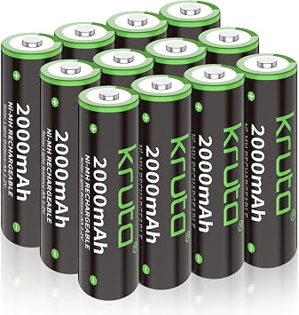 NiMH Rechargeable AA Batteries, 2000mAh 1.2V NiMH High Capacity Double AA Solar Rechargeable AA Batteries for Outdoor Solar Lights - Recharge up to 1200 Times, Pre-Charged AA 2000mAh - Pack 12