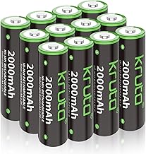 Kruta NiMH Rechargeable AA Batteries, 2000mAh 1.2V NiMH High Capacity Double AA Solar Rechargeable AA Batteries for Outdoor Solar Lights - Recharge up to 1200 Times, Pre-Charged (AA 2000mAh - Pack 12)