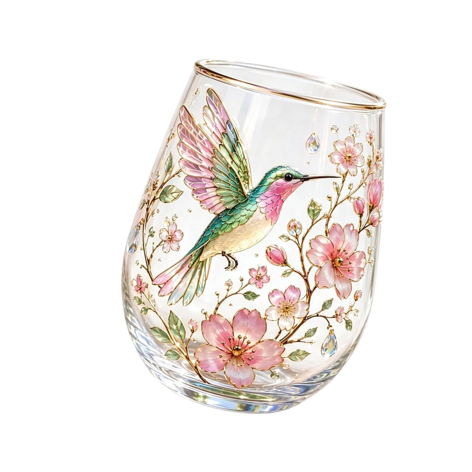 Oxxggkao Sophisticated Textured Glass Coffee Cup Showcasing Flower and Feathered Creature Theme for Morning Concoct Nature Inspired Drinkware