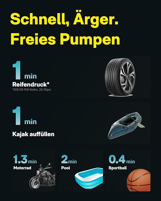 HOTO Elektromos Légpumpa Vezeték Nélküli Hordozható Kompresszor Autó Kerékpár 9 Mód SUP Matrac Sátor Medence