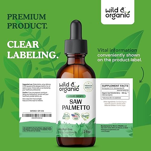 Miniatura 8 de Suplemento de extracto líquido de Saw Palmetto para hombres y mujeres, tintura orgánica de palma enana americana, vegana, gotas sin alcohol, 2 onzas
