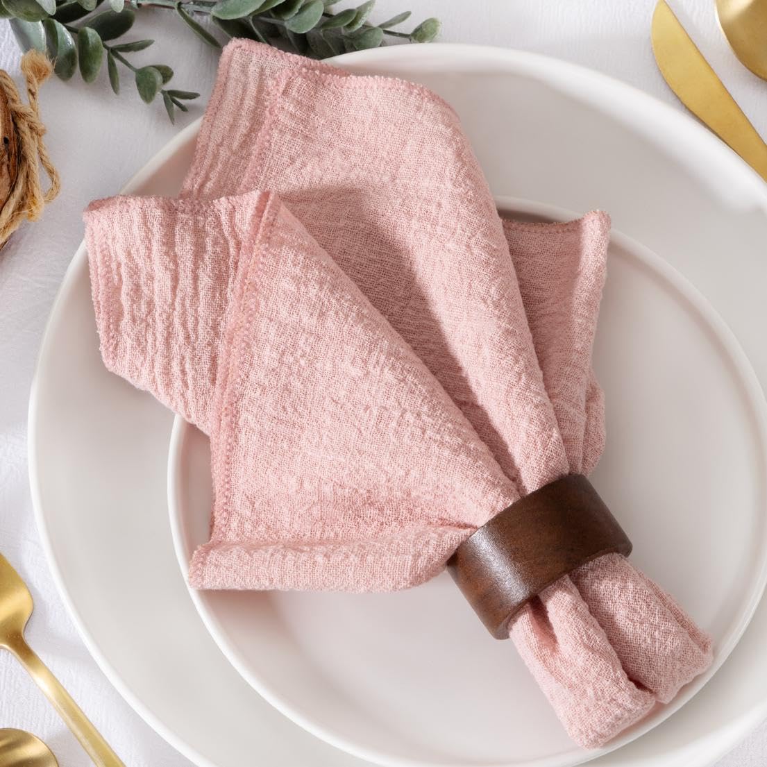 MLMW Cloth Napkins Set of 6 Pink Summer Linen Dinner Fabric Napkins Cloth Bulk Washable 16.5