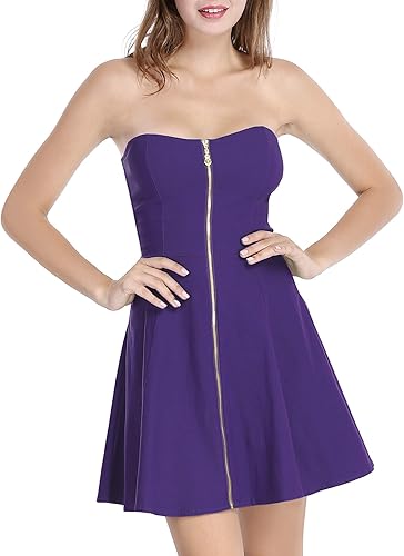 Miniatura 2 de Allegra K Vestido de fiesta sexy sin tirantes para mujer, cuello corazón, sin mangas, mini vestido de tubo
