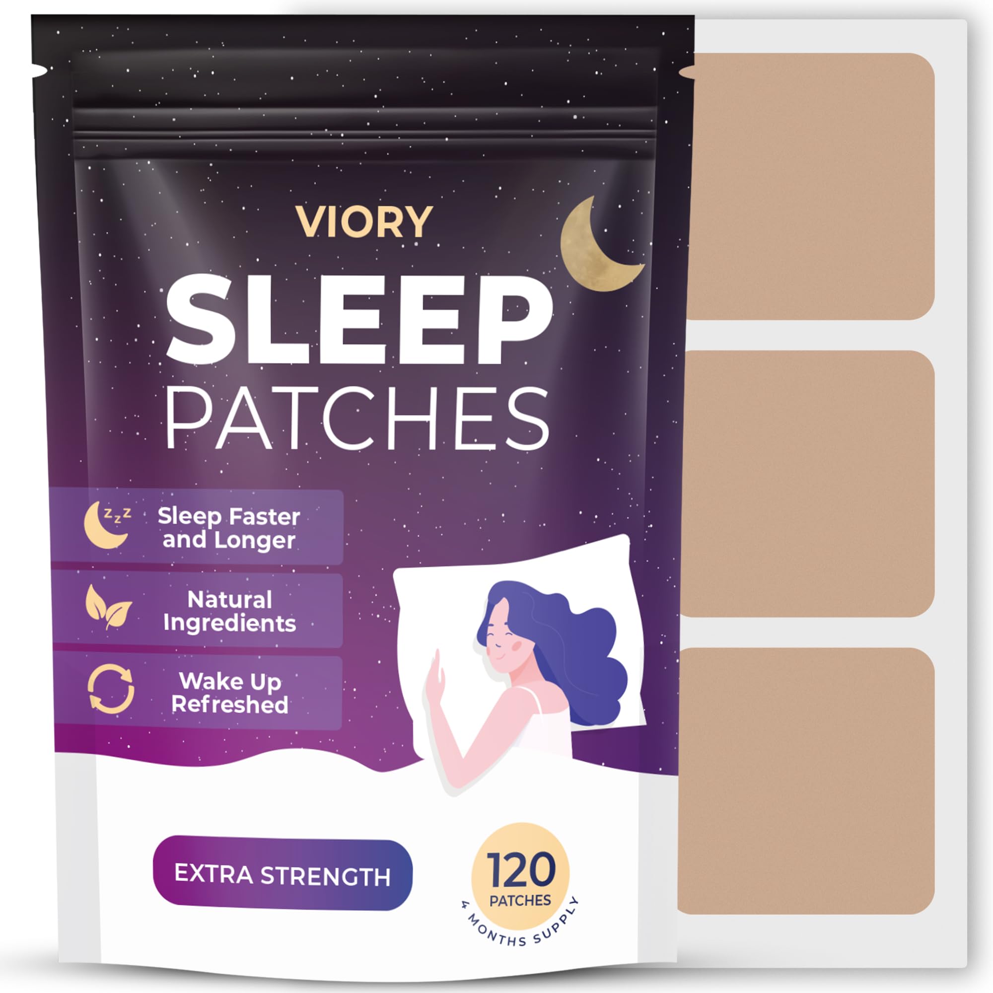 Sleep Patches for Adults Extra Strength | Easy-to-Apply Sleep Patch with Melatonin & Valerian | Relax & Wake Up Refreshed | Long-Lasting Night Comfort for Men & Women | 120 Patches