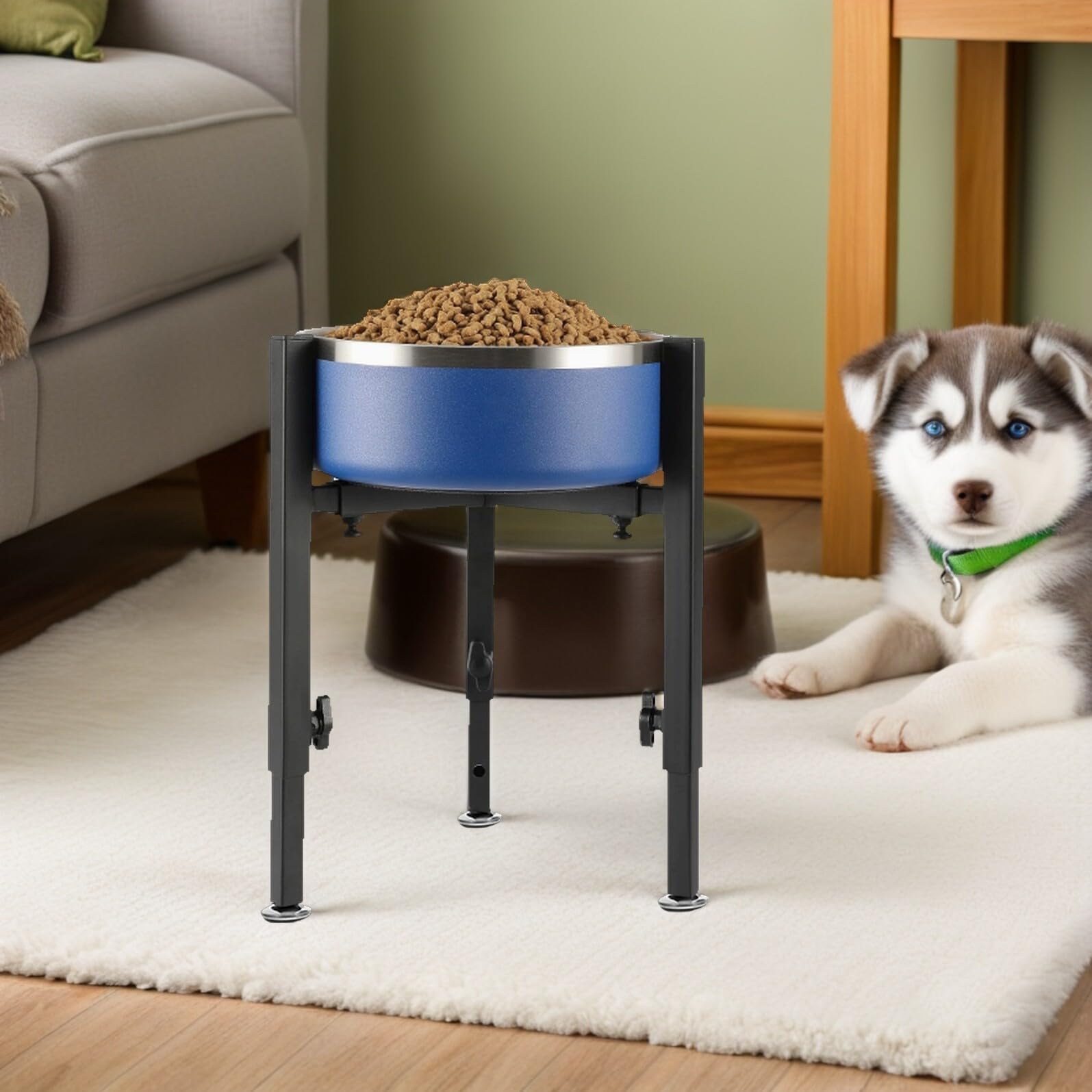 Soporte para Cuencos de Perro Elevado Ajustable 23-38cm Hierro