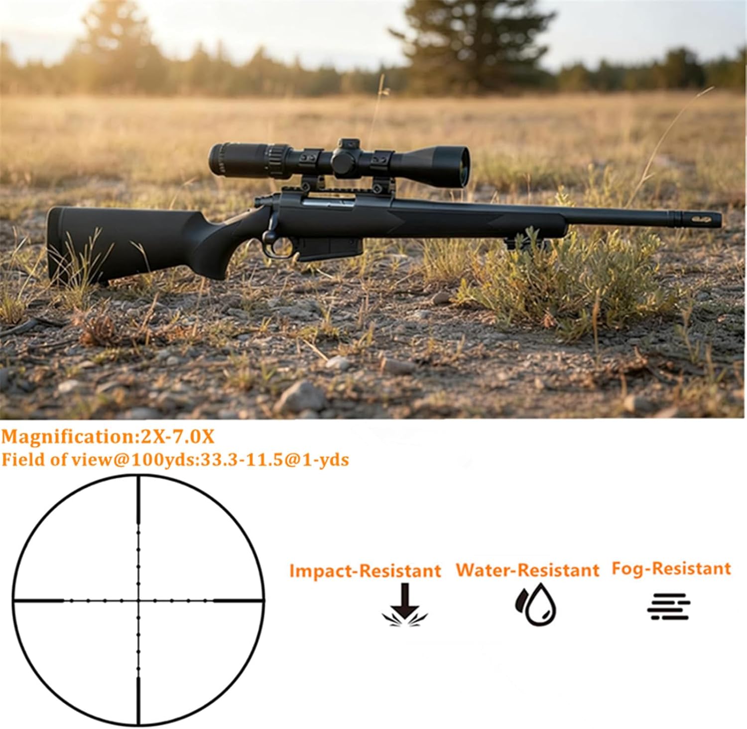 2-7x42 Long Eye Relief Scope Red llluminate Mil-dot Reticle 30mm Tube Diameter Fits Mosin Nagant 1891/30 M39 M44