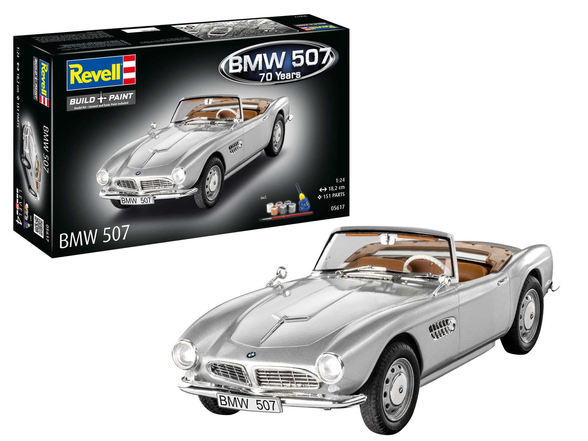 Revell Set regalo 05617 BMW 507-70 anni di BMW 507, scala 1:24, kit di modellini in plastica non costruita con accessori
