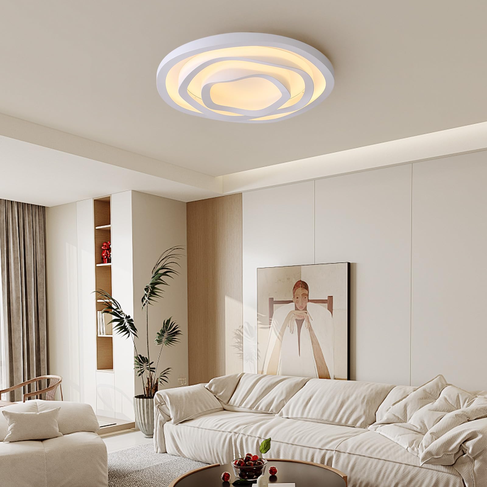 Plafoniera LED Soffitto Moderna Bianca a Forma di Fiore, Lampadario LED Soffitto Ø50cm,Regolabile 3000-6000K con Telecomando,Plafoniera Soffitto per Camera da Letto,Soggiorno,Sala da Pranzo