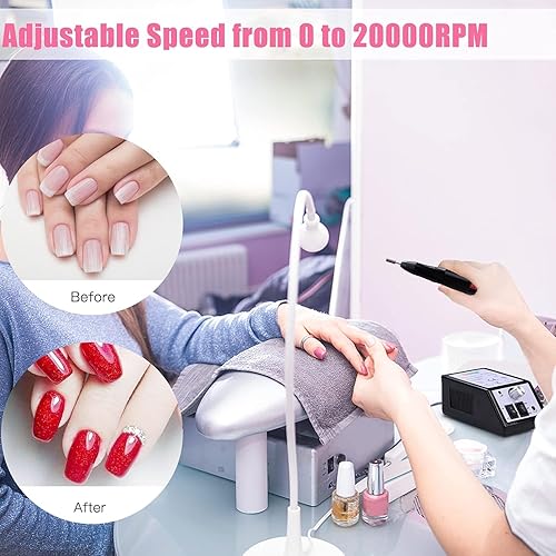 Miniatura 2 de Cadrim Taladro eléctrico de uñas, juego de máquina de lima de uñas ajustable con bandas de lijado para manicura, pedicura, uñas acrílicas, esmalte