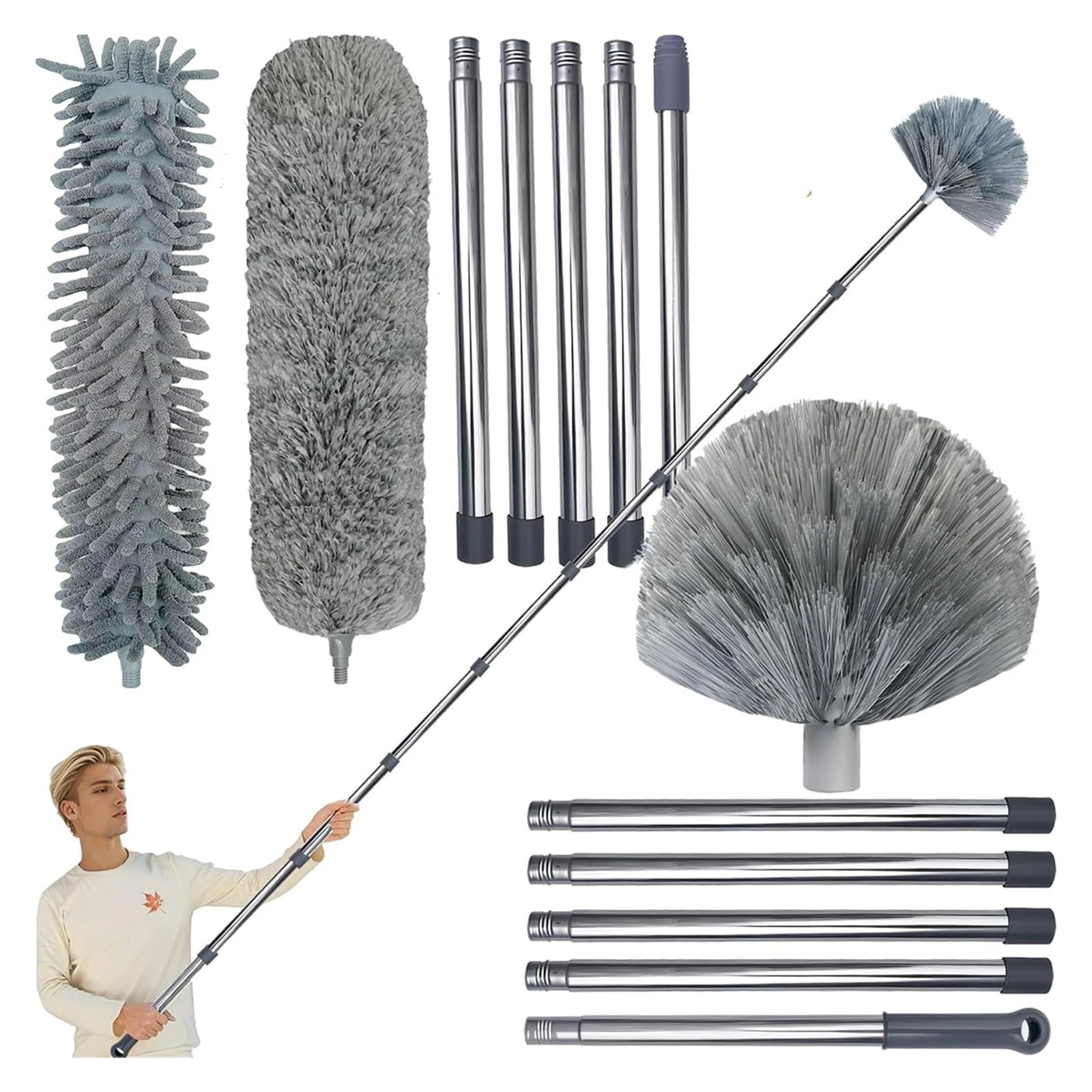 Plumero Cepillo Multifuncional De Microfibra | Mopa De Microfibra Gap, Plumero Telescópico Lavable Y Extensible