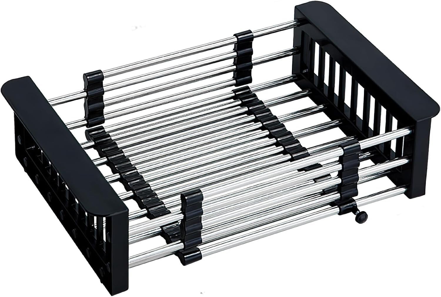 Escurreplatos extensible sobre el fregadero sin escurridor de acero con brazos para platos de veterinarios y frutas, nizer de cocina que ahorra espacio (negro)