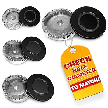 4 Pcs Gas Stove Burner Replacement - Gas Stove Burner Caps with Zinc Alloy Build, Uniform Flame Distribution, 3.7" 2.62" 1.87" Size, Compatible with Sabaf Stoves - Measure Burners Before Purchase