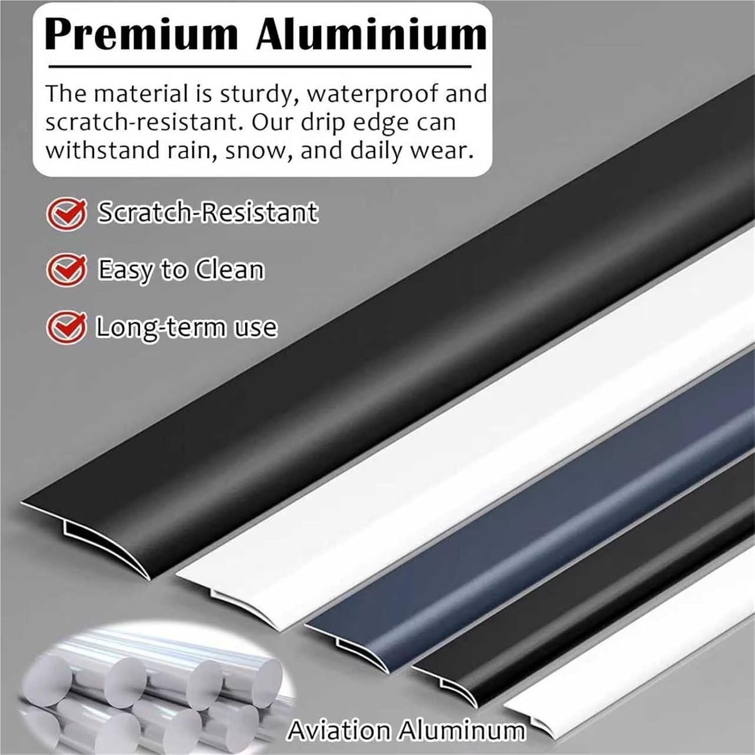 Rain Drop Edge Roof Molding Trim - Eagle-Beak Water Deflector, 10cm Wide Aluminum Drip Strip for Eaves, Exterior Wall Drip Line, 8PCS Waterproof Roof Accessories image 5