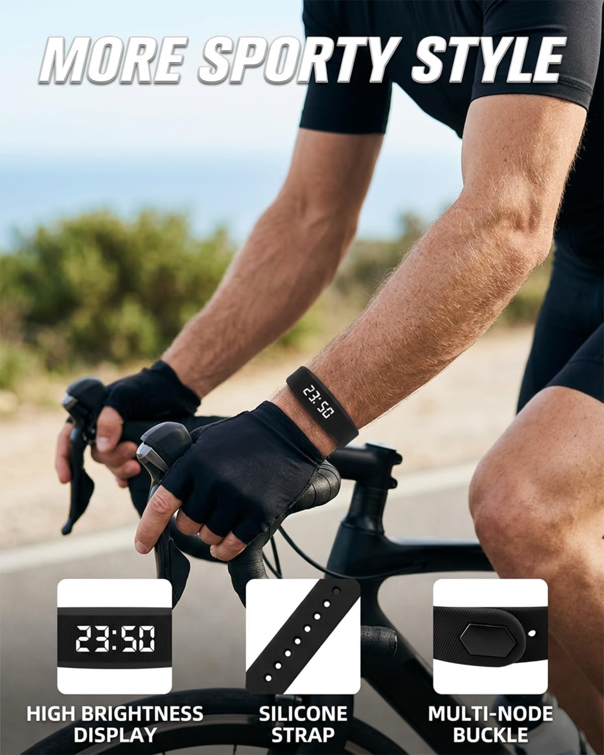 Vibrating Alarm Clock for Heavy Sleepers Vibration Wristband Watch Sleeps Wrist Silent Rise Bands Sleeper Wake up Shock Wearable Wristbands Deaf Band Bracelet Partner Deep Sleep Gadgets(Black)