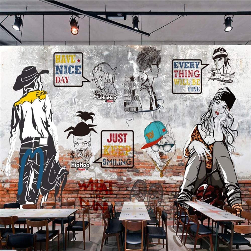 3D Muro Di Mattoni Hip-Hop Dei Graffiti Di Strada Carta Da Parati Con Adesivi Grandi Carta Da Parati Rimovibile | Carta Da Parati Autoadesiva 3D Murale Per Camera Dei Bambini Sala Da 200(L)x150(H) cm