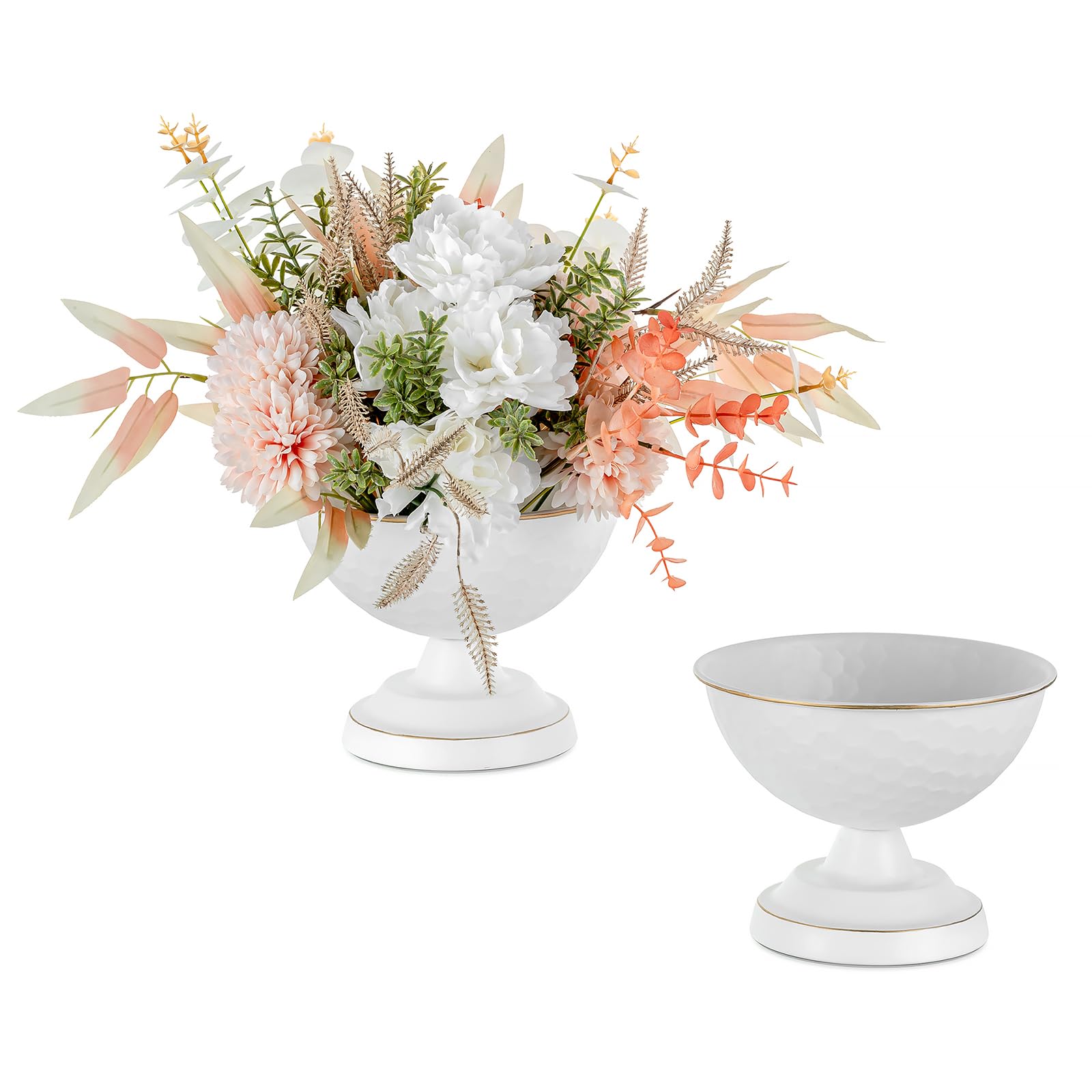 Urne vase pour centre de table Sziqiqi : métal blanc vintage haut de gamme 14cm