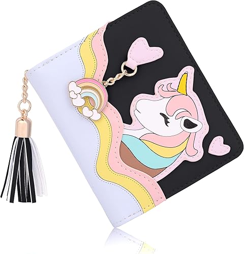 Miniatura 5 de UTO Cartera para niñas de cuero vegano pequeño borla colgante titular de la tarjeta Kawaii monedero 1166