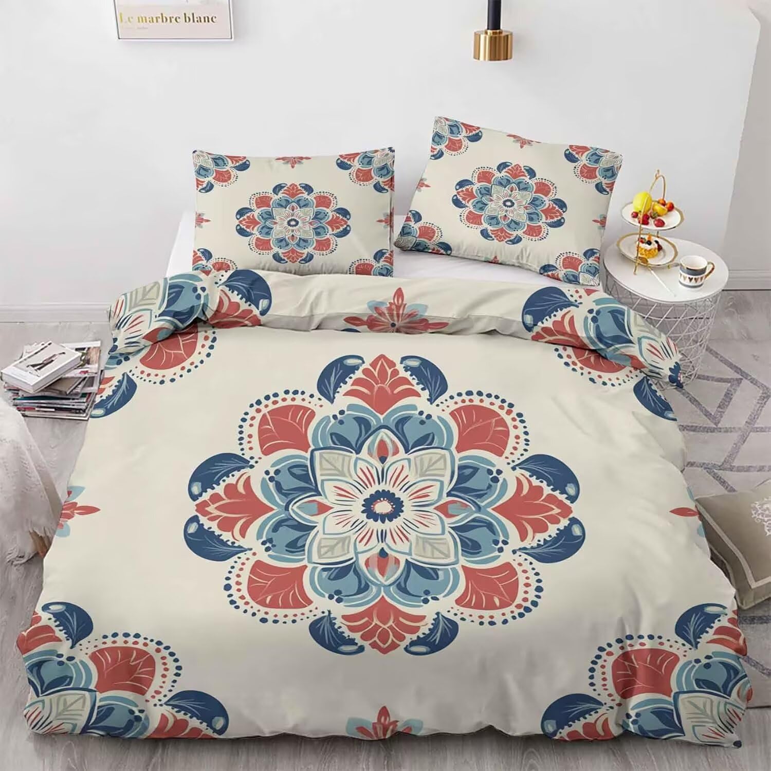 Housse de couette 140x200 parure de lit 1 personne microfibre datura enfant