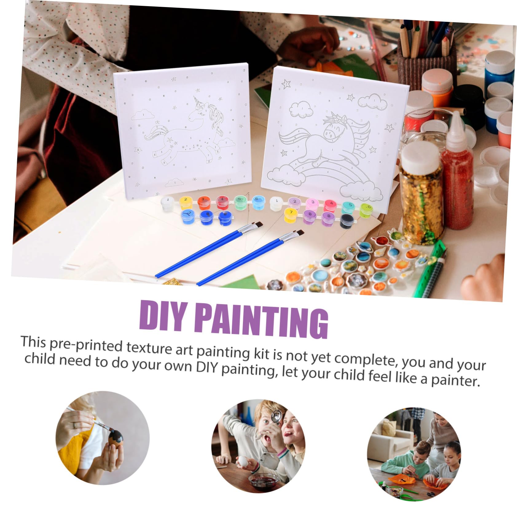 STOBOK Kit De Pintura Al Óleo Para Niños 2 Juegos Pintura Por Números Pinturas Acrílicas Pintura A Mano Imagen