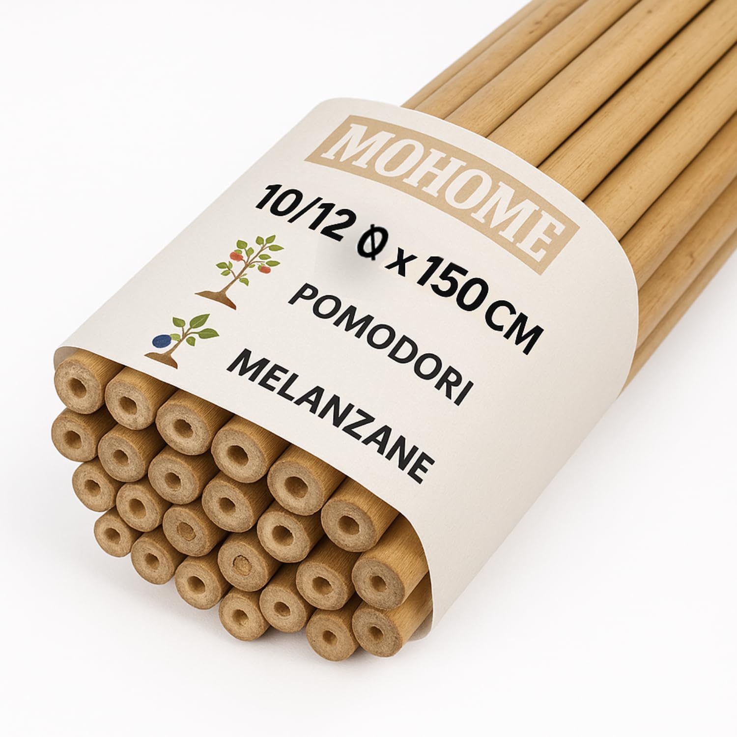 Canne Bambù Giardinaggio Naturali Set 25 Cannette 10/12 Ø x 150 cm Bastoncini Supporto Piante Orto Sostegni Tutore Pali Resistenti Rampicanti Giardino Pomodori Melanzane