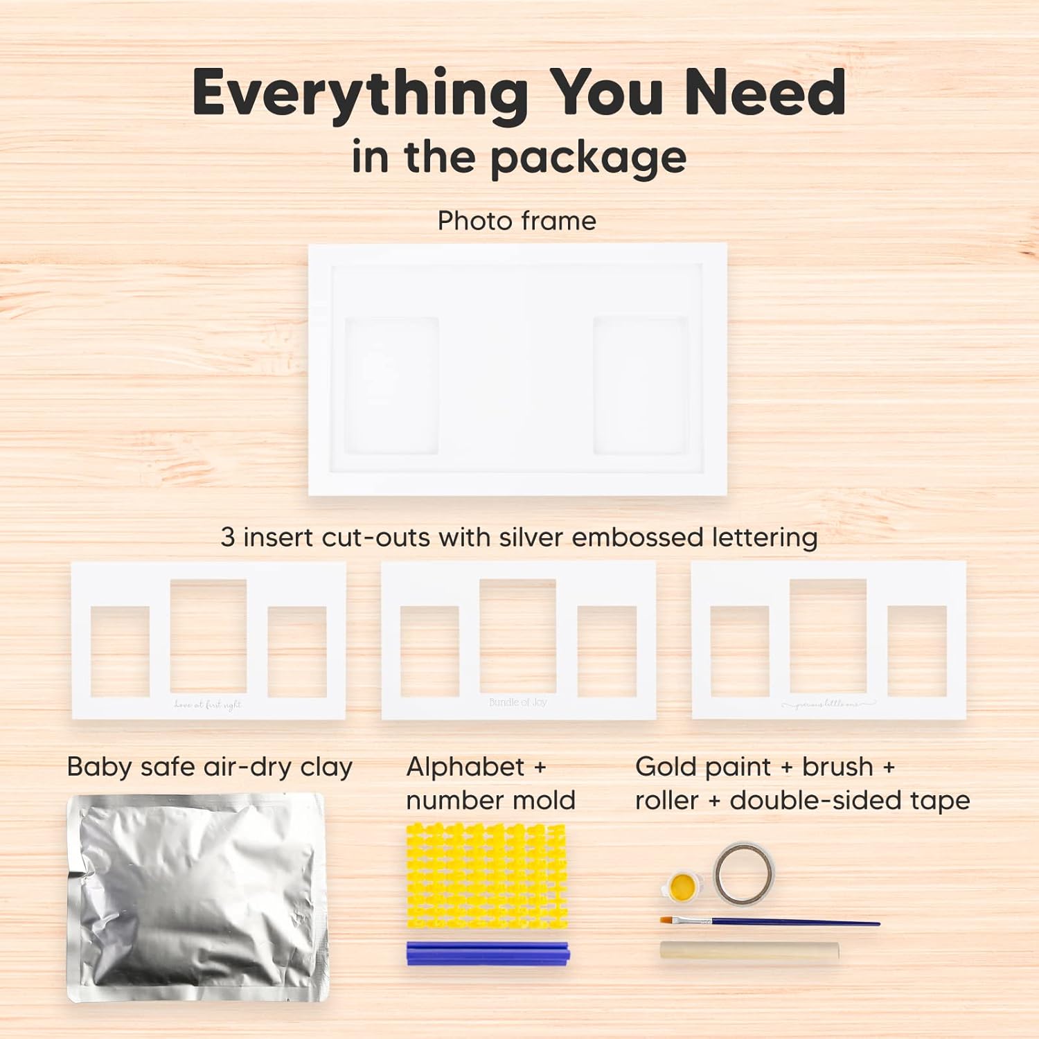 KeaBabies First 5 Years Baby Memory Book Journal and Baby Handprint Footprint Keepsake Kit Bundle - 90 Pages Hardcover First Year Keepsake Milestone (Adventure) - Baby Prints Duo Photo Frame for Newbo