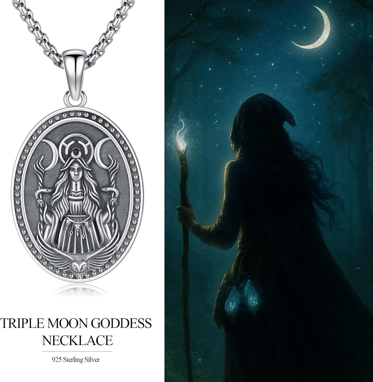 Hecate/Evil Eye/Athena/Poseidon/Necklace 925 Sterling Silver Greek Mythology Pendant Wiccan Jewelry Amulet Gifts for Men Women - Image 2