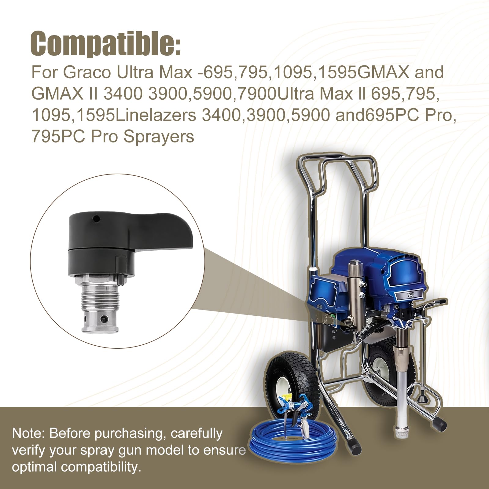 257352 Prime Spray Valve, Drain Valve for Graco 695 795 3900 1095