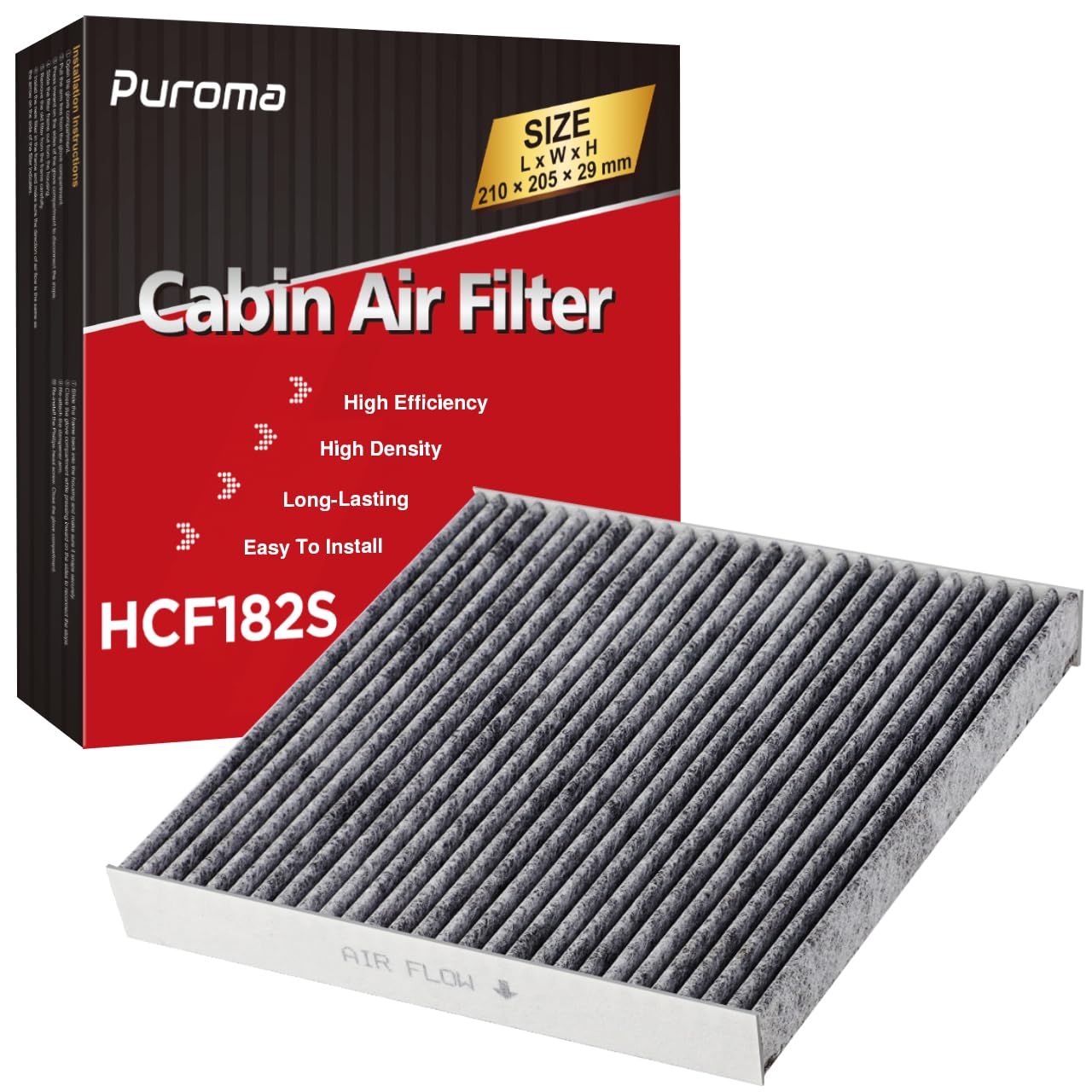 Puroma 1 Cabin Air Filter Activated Carbon for CP182 CF11182 Honda Acura