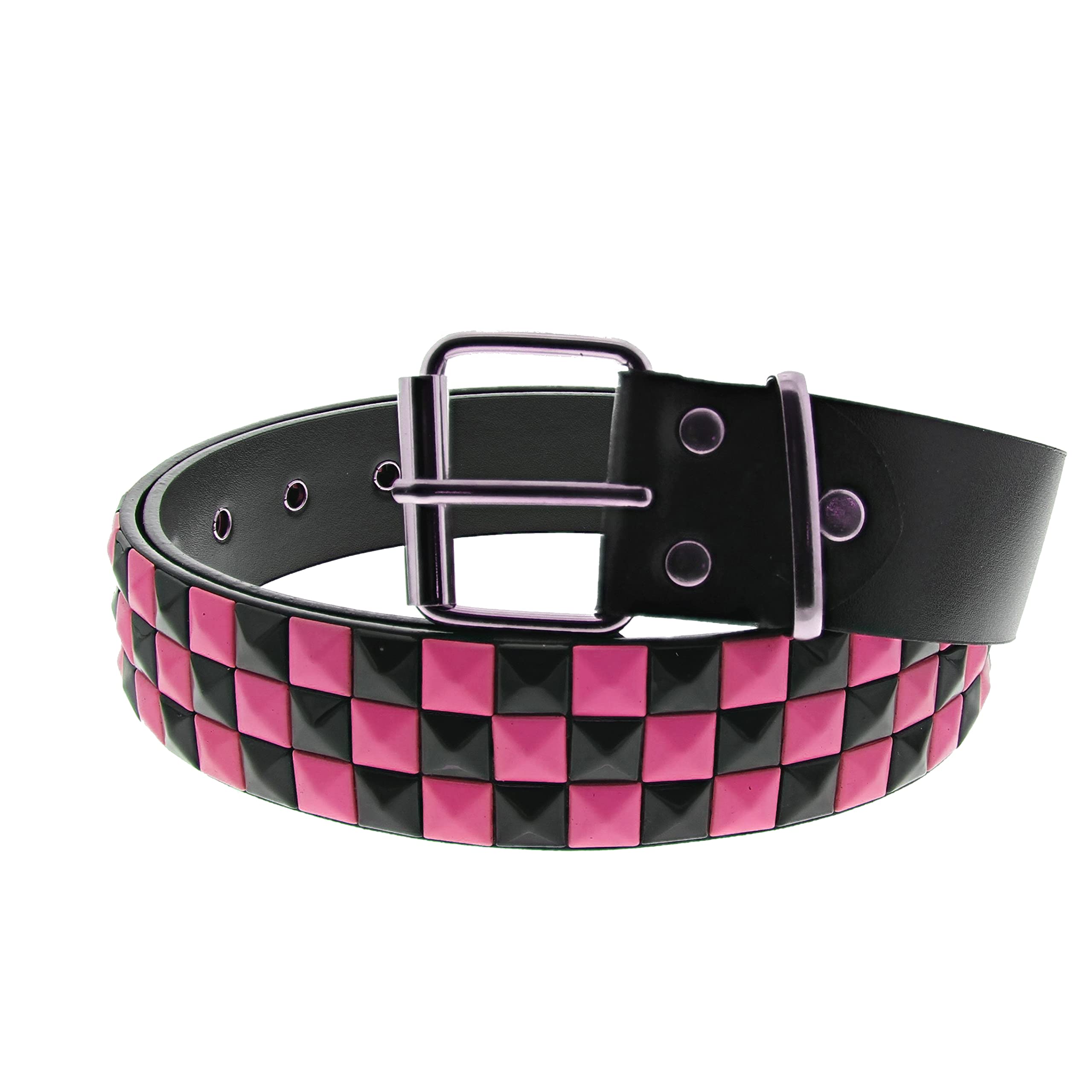Zac's Alter Ego Bicolour Chessboard 3 Row Pyramid Studded Belt