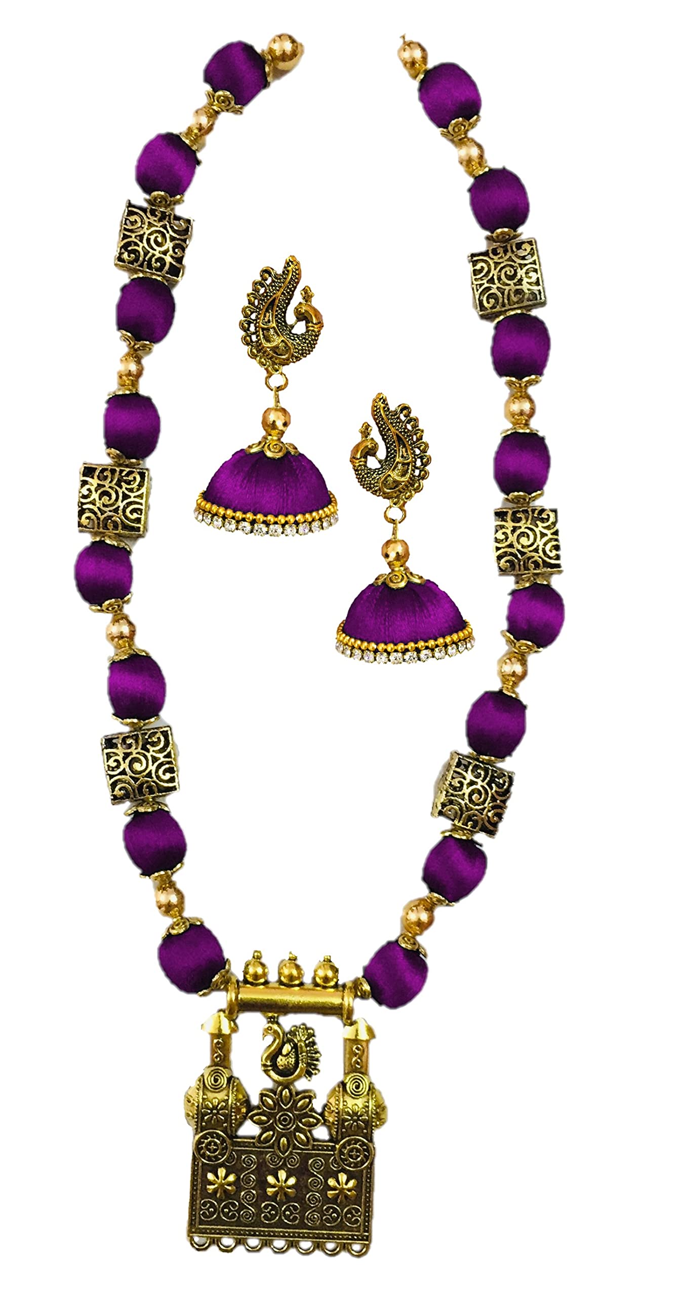 ambal Ethnic wear silk thread necklace set (Purple) (B082Z7HY44) Amazon Price History, Amazon Price Tracker