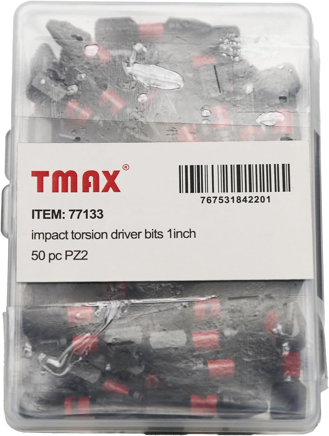 TMAX 50 pc PZ2 Pozi #2 Black High Torque Impact Screwdriver Insert Bits Set S2 Steel Torsion Resistant, 1 Inch Long, 1/4 Inch Hex Shank with Quick Release Slot