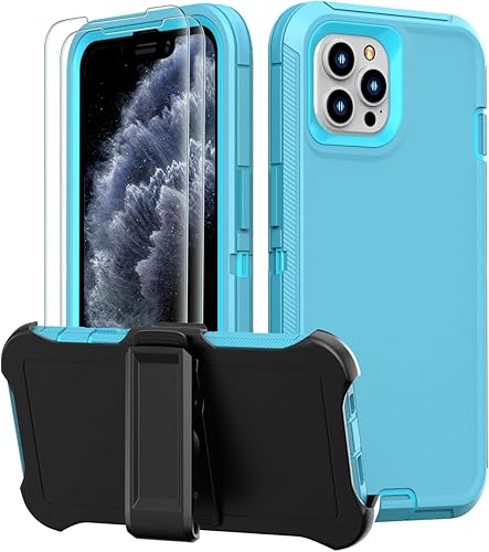 Tall silver Designed for iPhone 11 Pro Max Case 3-in-1 Full Body Rugged Protection Belt Clip Kickstand with 2 Screen Protectors, Heavy Duty Military