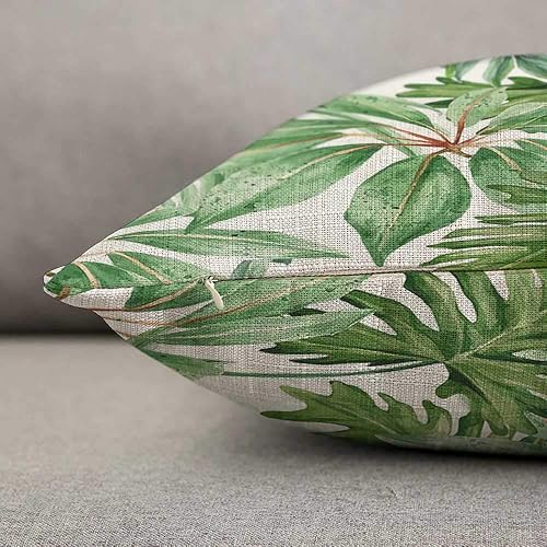 Miniatura 6 de HOSNYE Fundas de cojín con diseño de hojas tropicales, densas ramas de palmera de selva tropical, color verde bosque lluvioso, funda de almohada