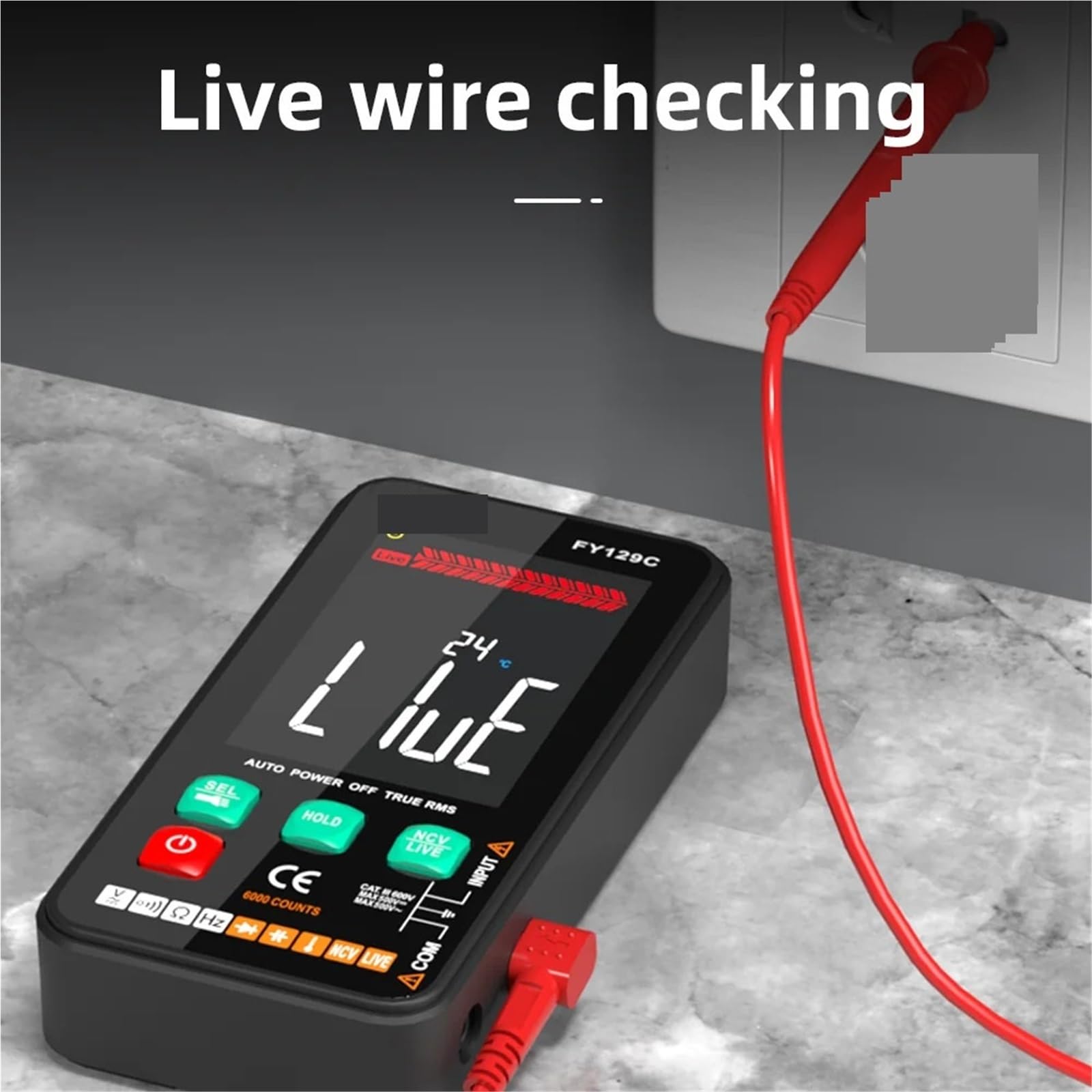 Multimètre numérique, Multimètre numérique intelligent avec support, écran couleur LCD, testeur de tension AC/DC, diode Ohm, NCV, fréquence, vérification du fil sous