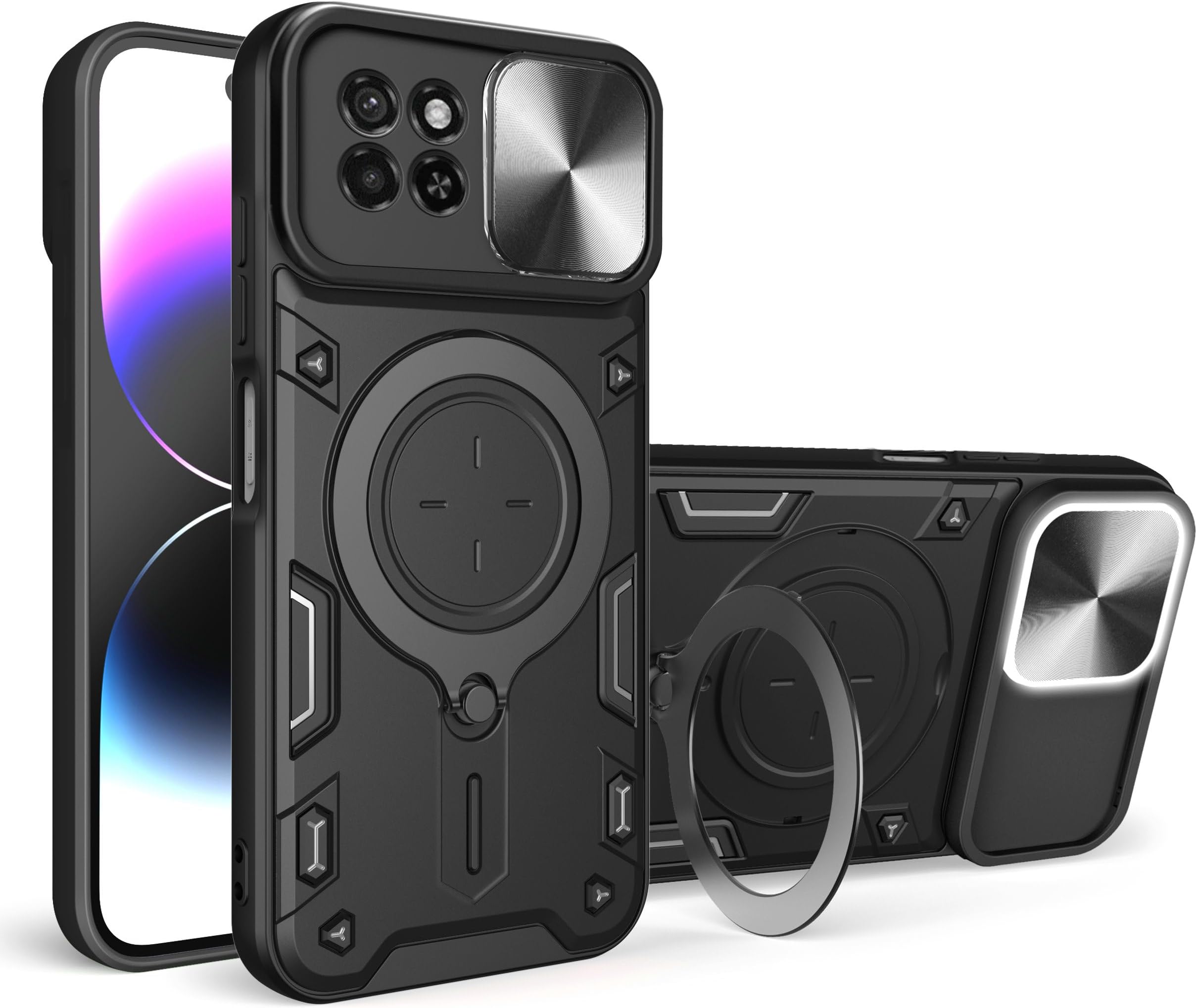 Compatible with itel A60 Case,with Slide Camera Lens Cover Compatible with itel A60s A662LM Case Black