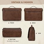 RAINSMORE Sac de messager en cuir 15.6 Sac d'ordinateur portable de pouce pour hommes Vintage mallette Grand sac d'informatique Sac Satchel Sac de travail