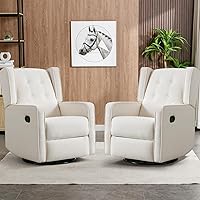 Vista 8 de CANMOV Silla reclinable giratoria basculante, silla planeadora para guardería, mecedoras para guardería, silla reclinable manual, color blanco