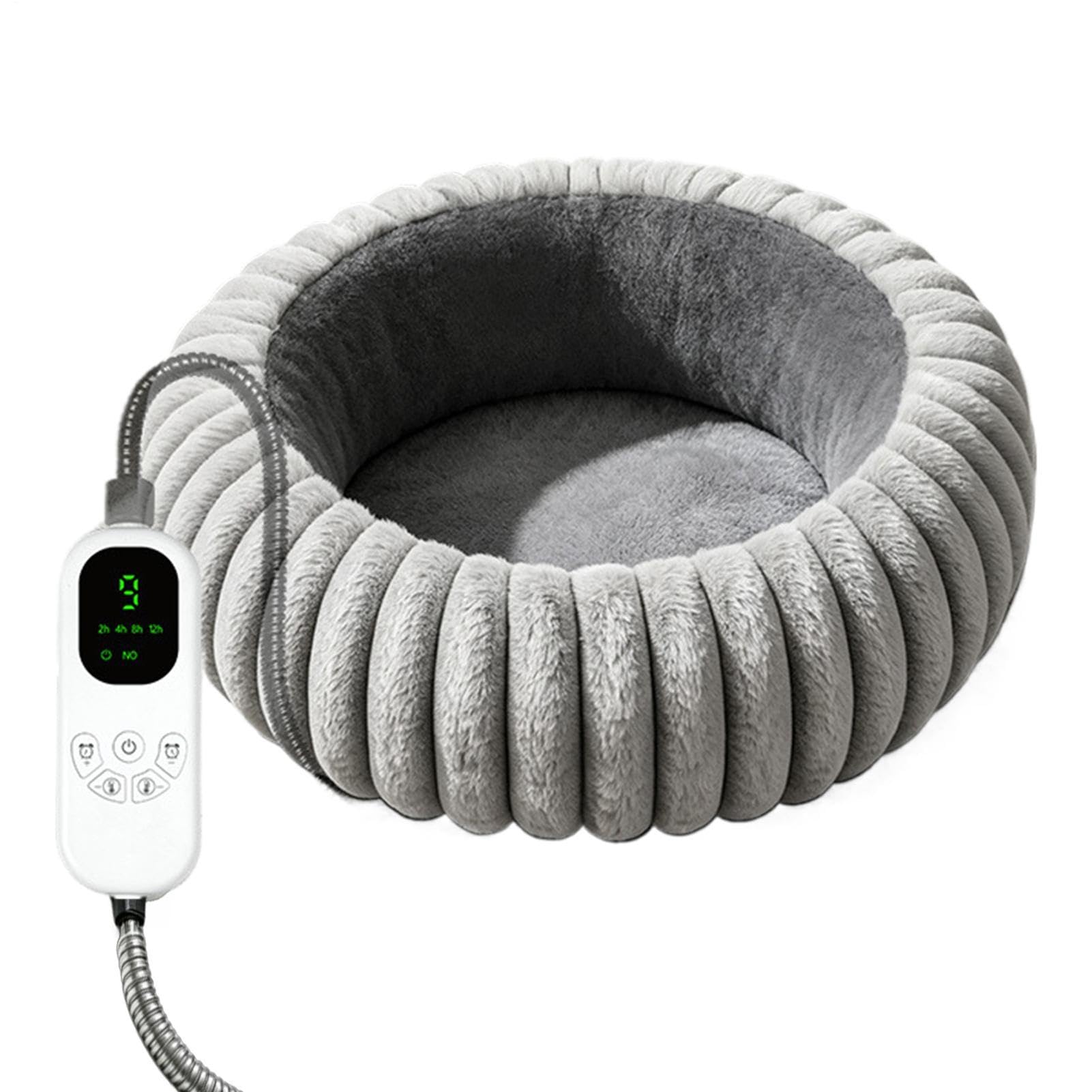 Tappetino riscaldante per animali 9 livelli di calore rotondo peluche timer | Cuscino riscaldante per gatti per angolo casa all'aperto Momenti in salotto pavimento camera da letto ufficio