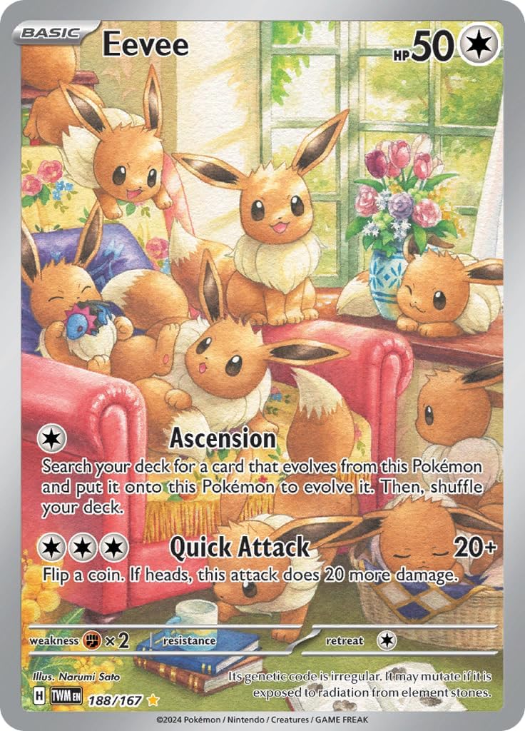 Pokemon – Eevee 188/167 – Twilight Masquerade – Illustration Rare – Full Art – Alternate