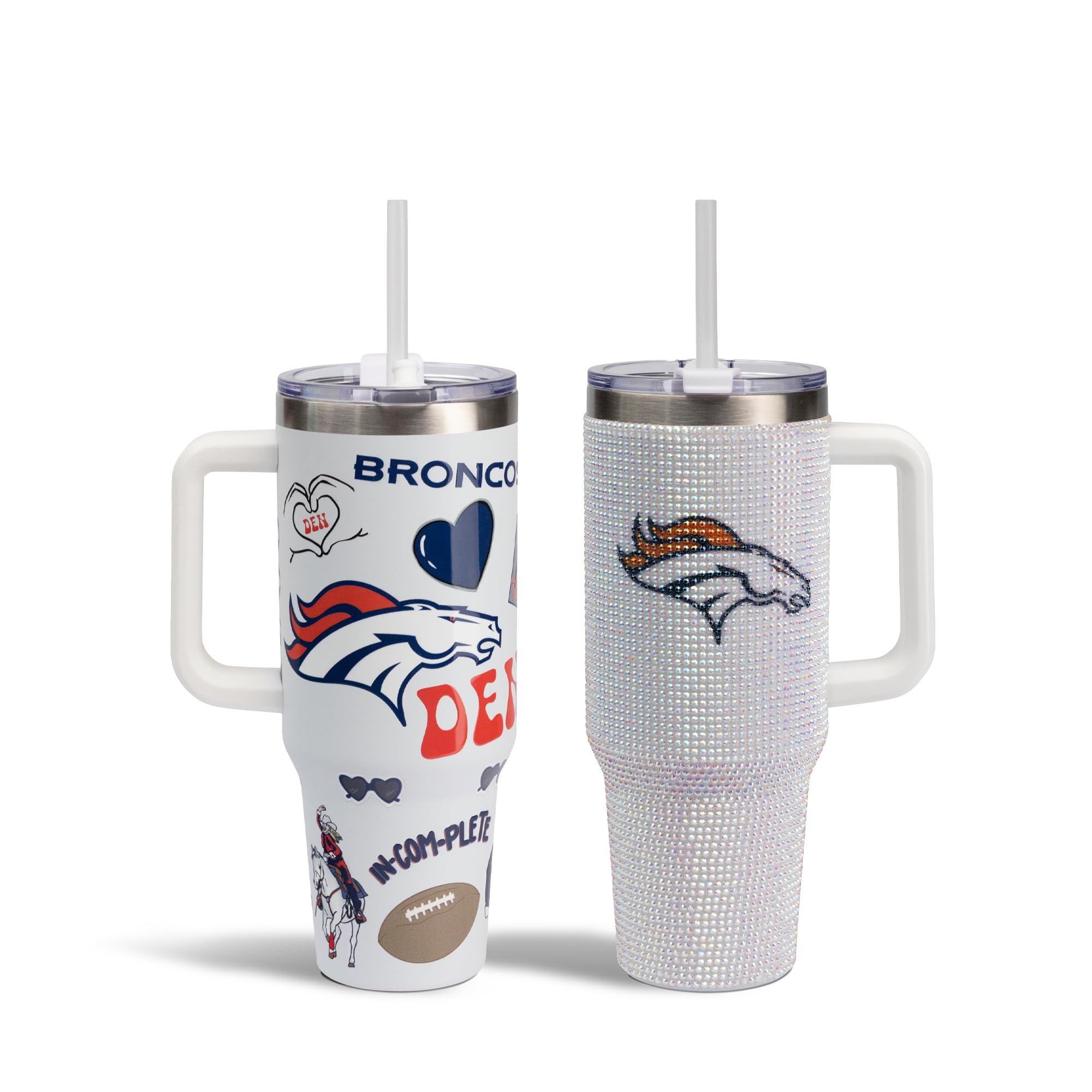 The Memory Company Officially Licensed 2-Pack Game Day Tumblers Team Spirit/Bling, Denver Broncos