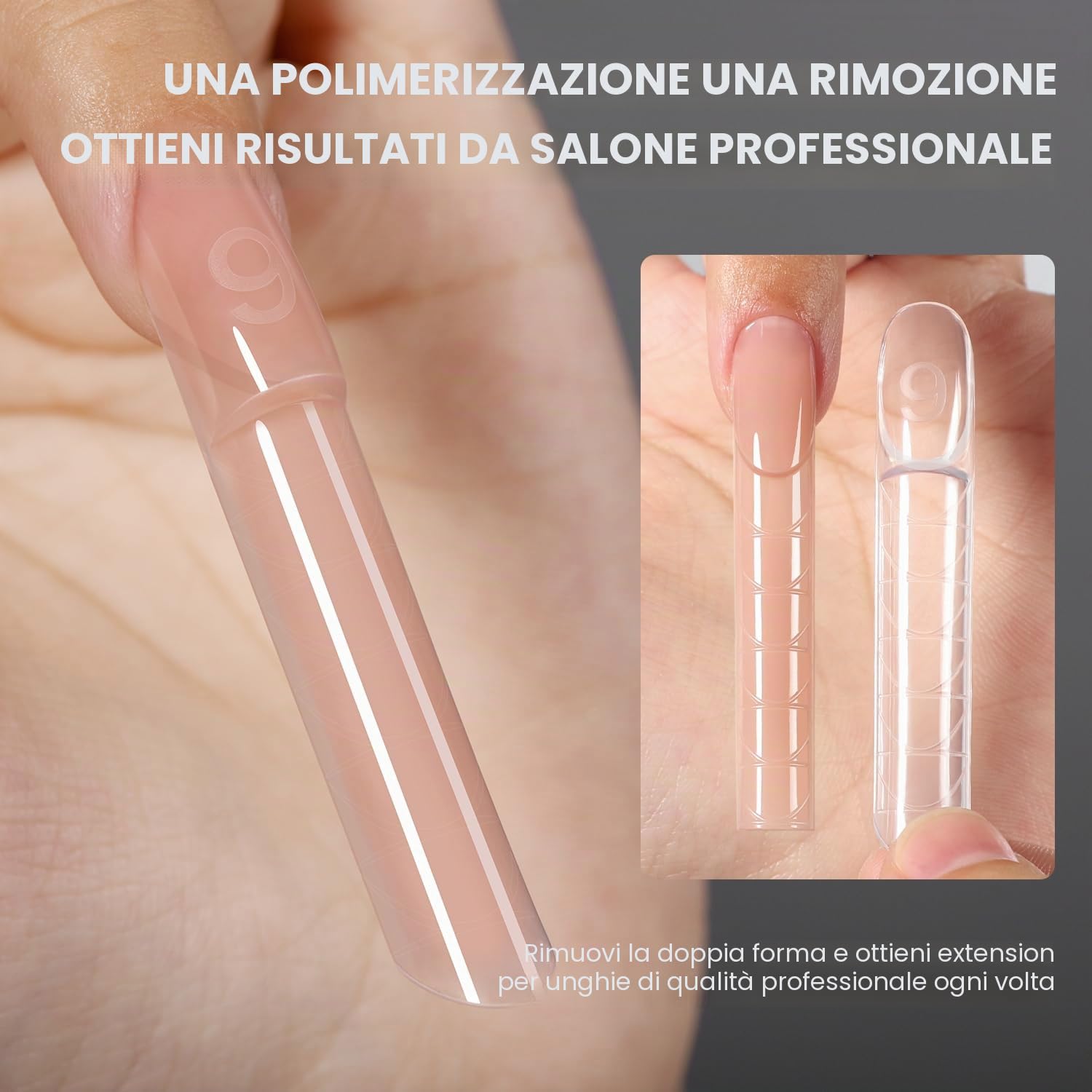 YOKEFELLOW - Set di 240 stampi per unghie trasparenti, per nail art salone (W558-Almond)
