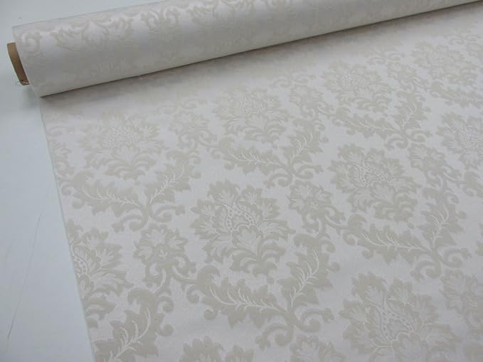 Jacquard-Stoff, glattes Brokat, Ref.Damaskus, Farbe Ecru, Breite 2,80 m