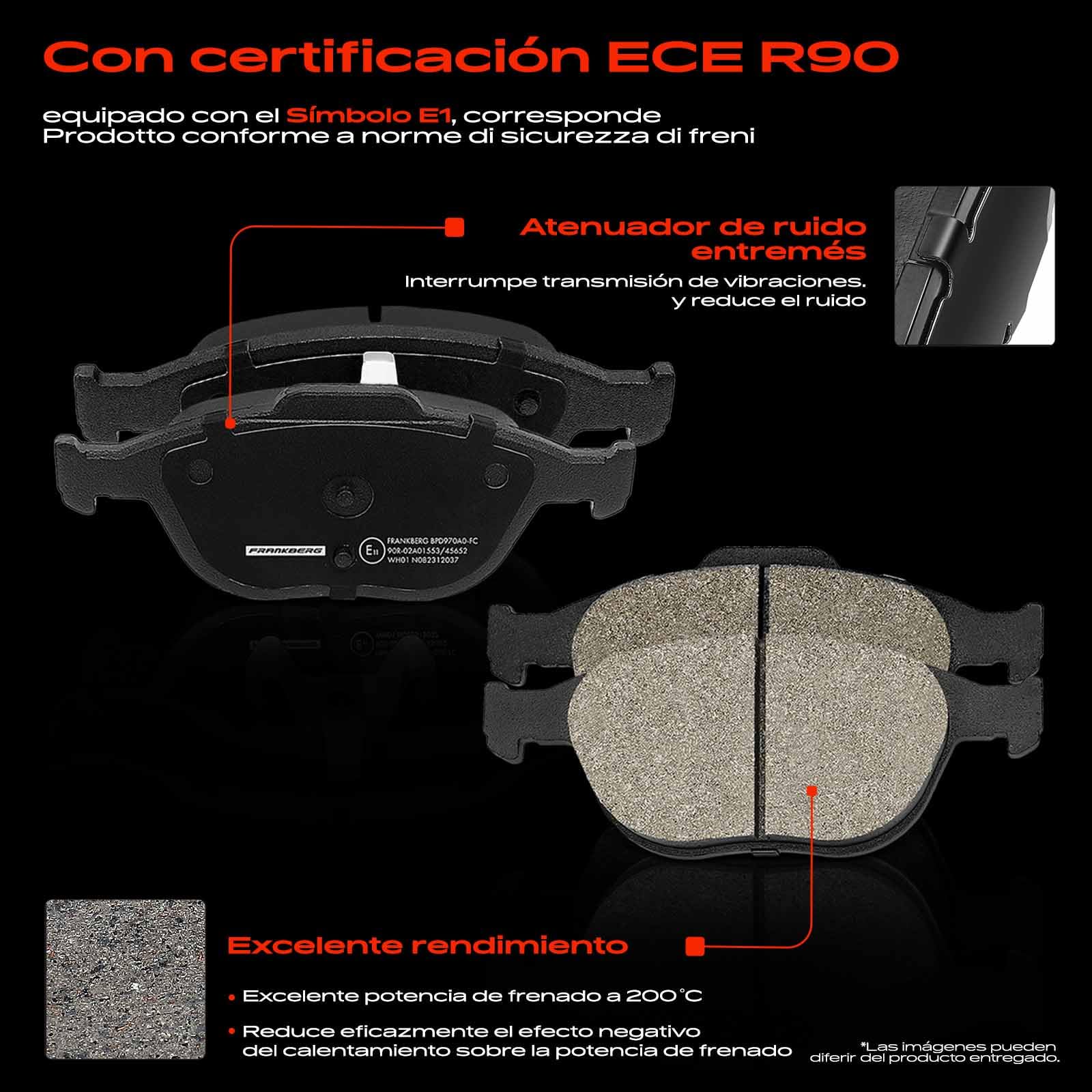 Frankberg 2 discos de freno 4 pastillas de freno | 2M5Z2001A5; Compatible con: Transit Connect P65 P70 P80, Tourneo Connect