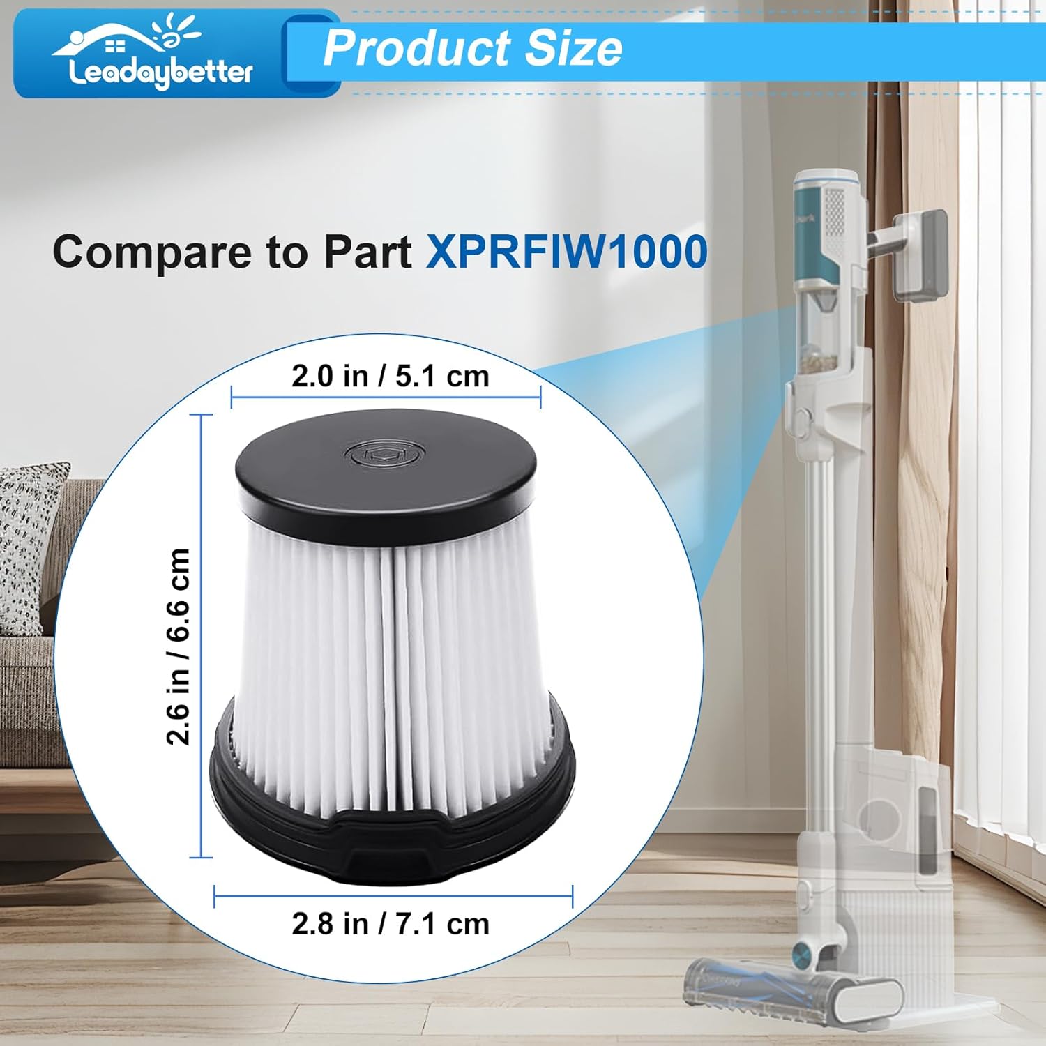 Leadaybetter 6 Packs HEPA Filters Replacement for Shark BU3521 BU3120 BU3520C IW1615 IW1111 IW1120 IW3511 IW3120 IW3615 IW3110C Detect Pro Lightweight Cordless Vacuum, Compare to Part XPRFIW1000 thumbnail