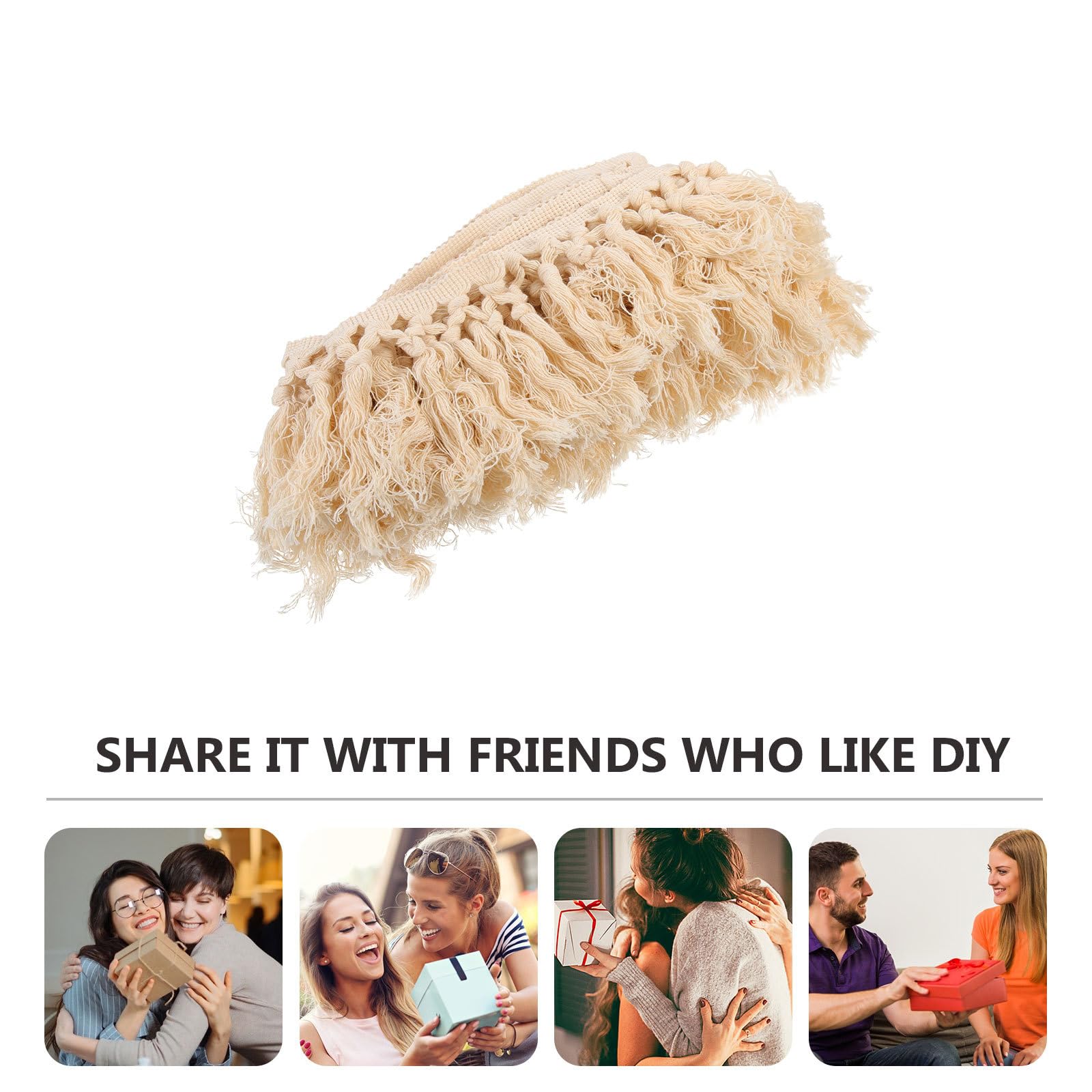 Pompon de Rideau en Dentelle Beige 5m, Bordure Décorative Élégante