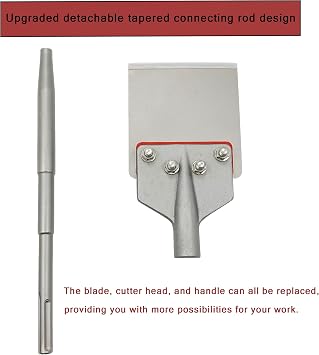 SDS Max Floor Scraper 6 in. x 24.4 in. Removable Handle Wide Tile Flooring Adhesives Remover, Thinset Removal Tool Chisel Bit for Rotary Hammer Drill