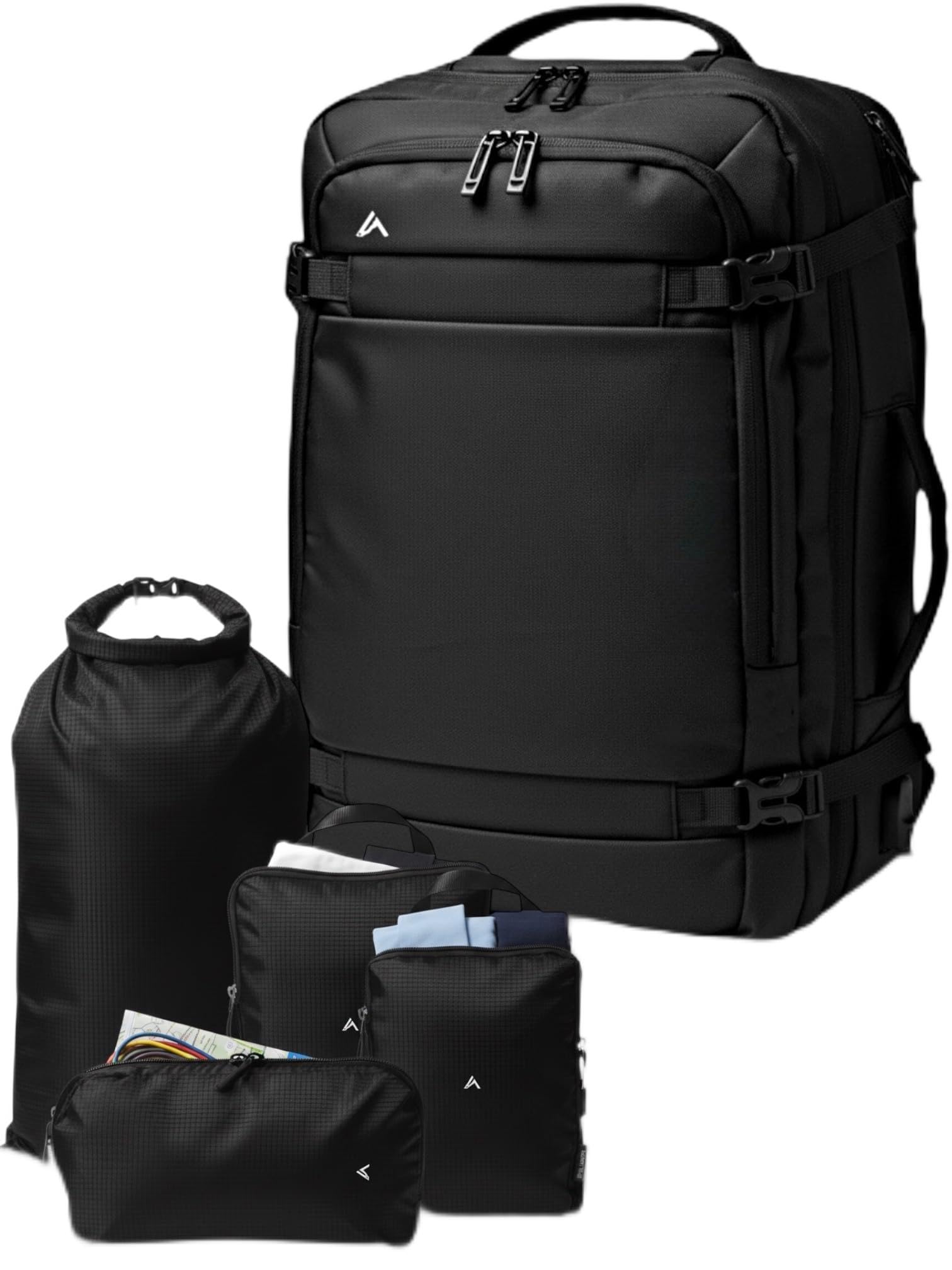 Plecak podróżny męski, plecaki podróżne wysuwana kabina samolotu 45x30x25 siłownia. Bagaż podręczny Carry-on na laptopa 15,6"-17", Czarny (Black), 35L, Taktyczne
