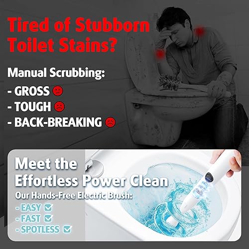 Miniatura 2 de AIR U+ Cepillo de inodoro eléctrico manos libres para personas mayores y hogares ocupados, no se dobla, limpia sin esfuerzo con cabezales